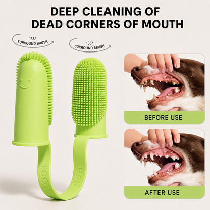 135-degree soft-bristle dog toothbrush designed for deep tooth cleaning