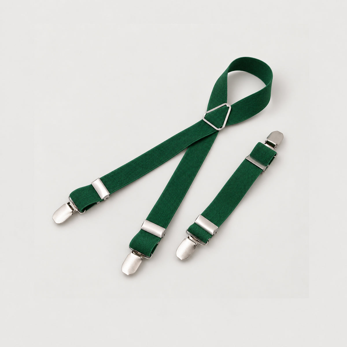 Adjustable dog diaper suspenders in Dark Green with elastic straps and three clips
