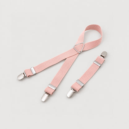 Adjustable dog diaper suspenders in Lotus Root Starch with elastic straps and three clips