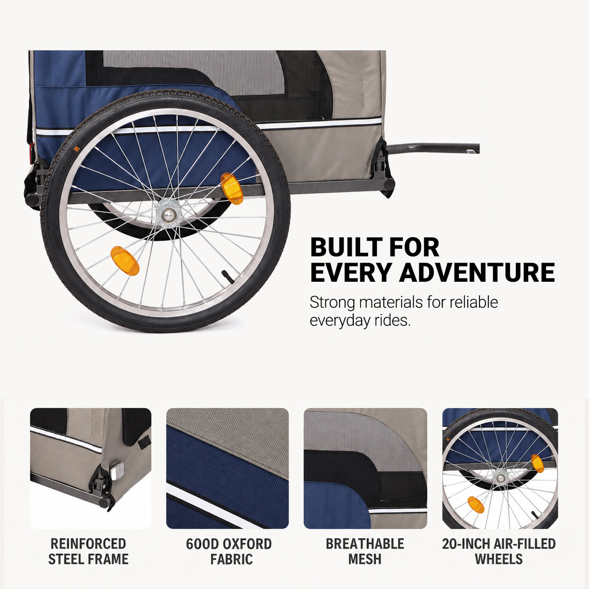 Adventure Ride dog bike trailer construction and frame details