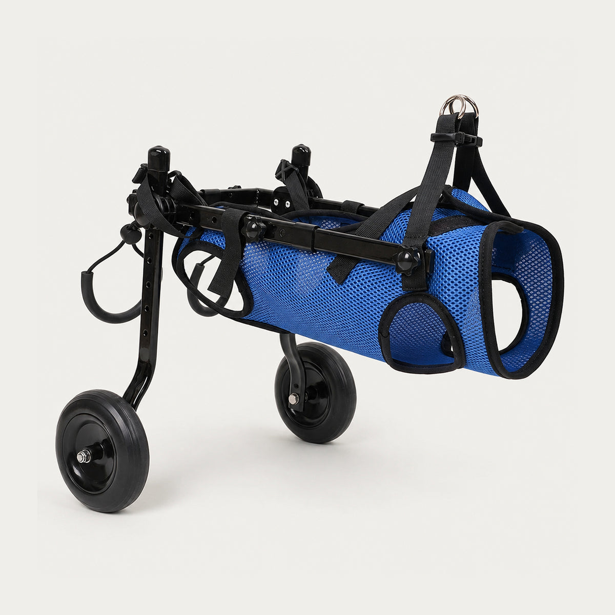 Blue adjustable dog wheelchair for hind leg mobility support