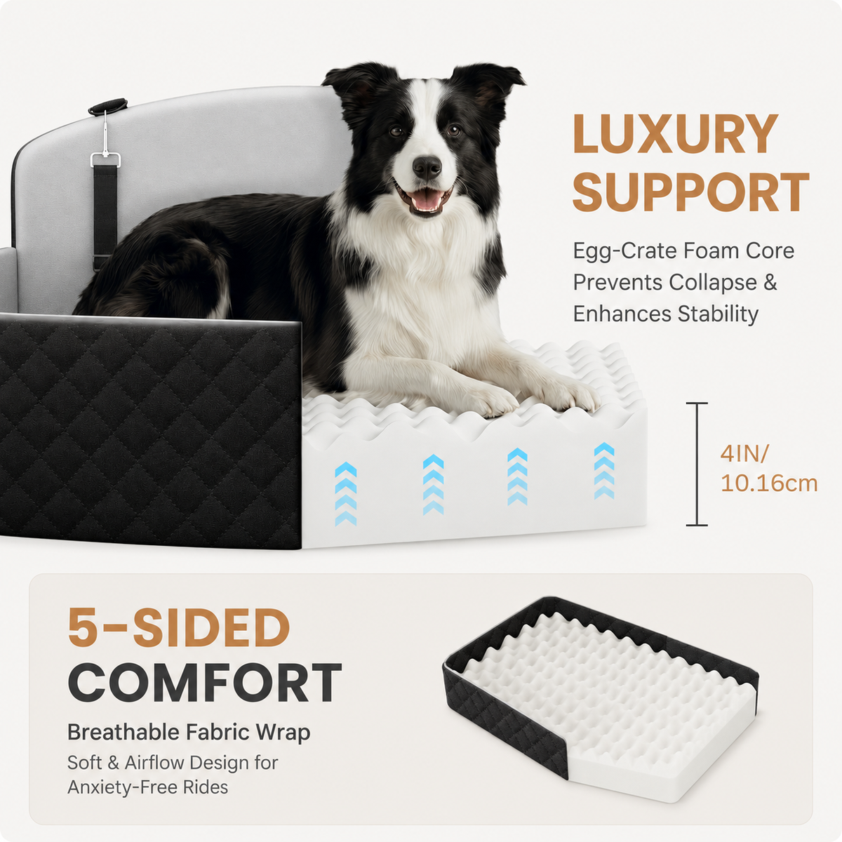 CloudRide dog car seat with removable cooling mat for warmer weather travel