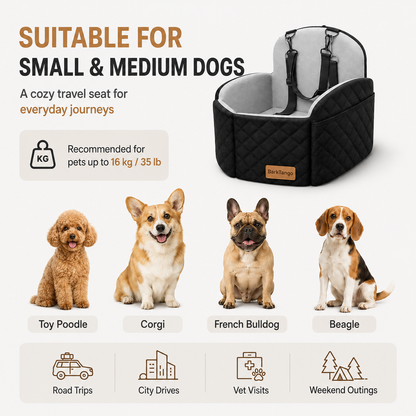 CloudRide memory foam dog car seat designed to support dogs during road trips