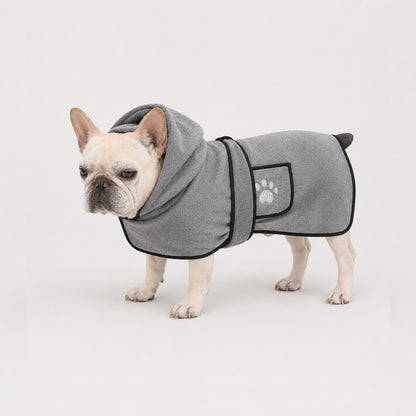 CozyDry absorbent dog drying robe for after bath and wet weather use