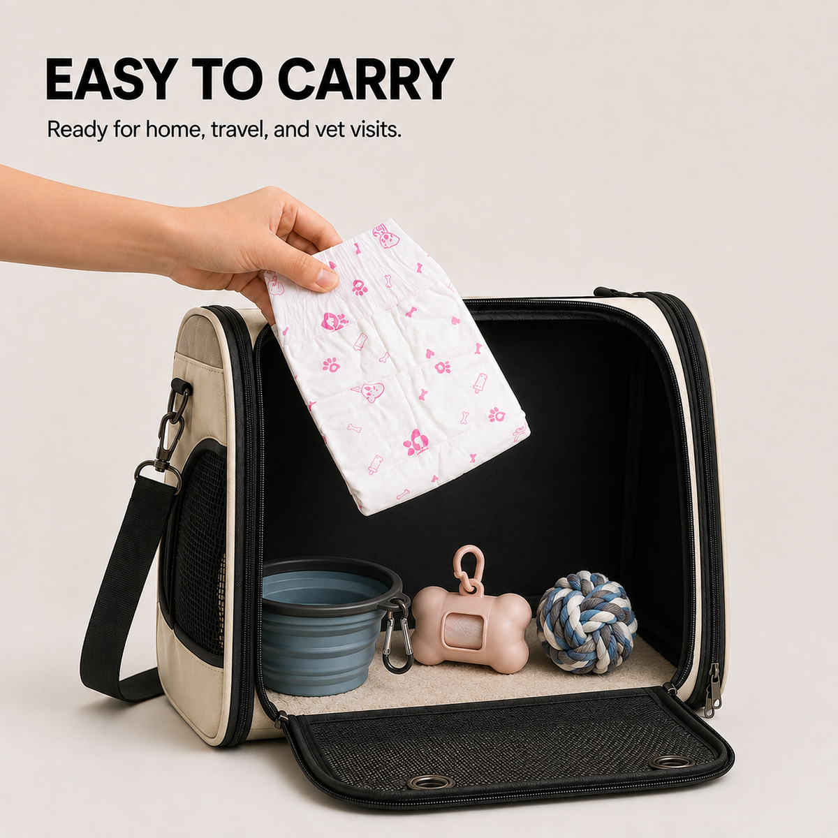 Portable pack of Comfort-Fit disposable female dog diapers for travel and daily use