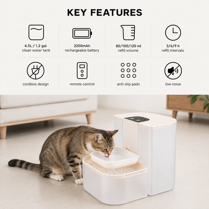 Smart pet water station with separate clean-water and wastewater tanks