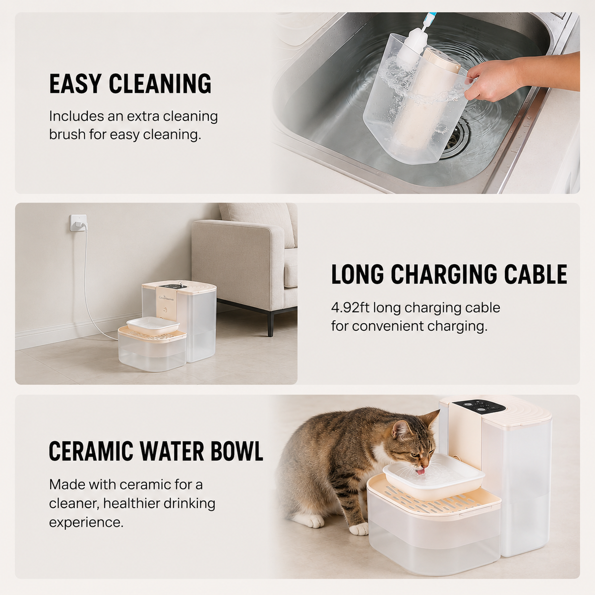 Easy-clean smart pet water station with detachable components for routine maintenance