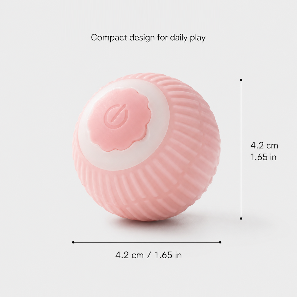 Smart Interactive Rolling Ball size guide showing compact toy dimensions