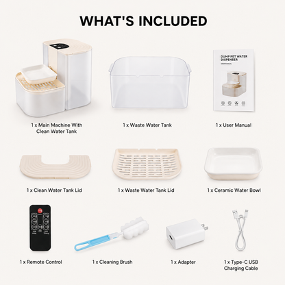 Smart pet water station showing automatic refill and adjustable water settings