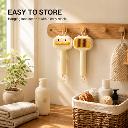 Cat grooming with BearCare self-cleaning pet brush