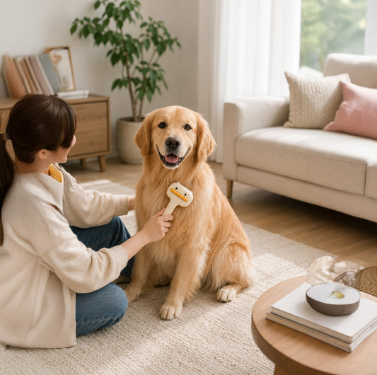 BearCare self-cleaning pet brush with ergonomic handle