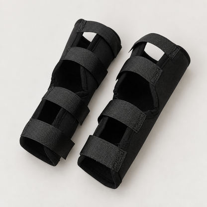 Pair of black adjustable neoprene dog elbow support braces