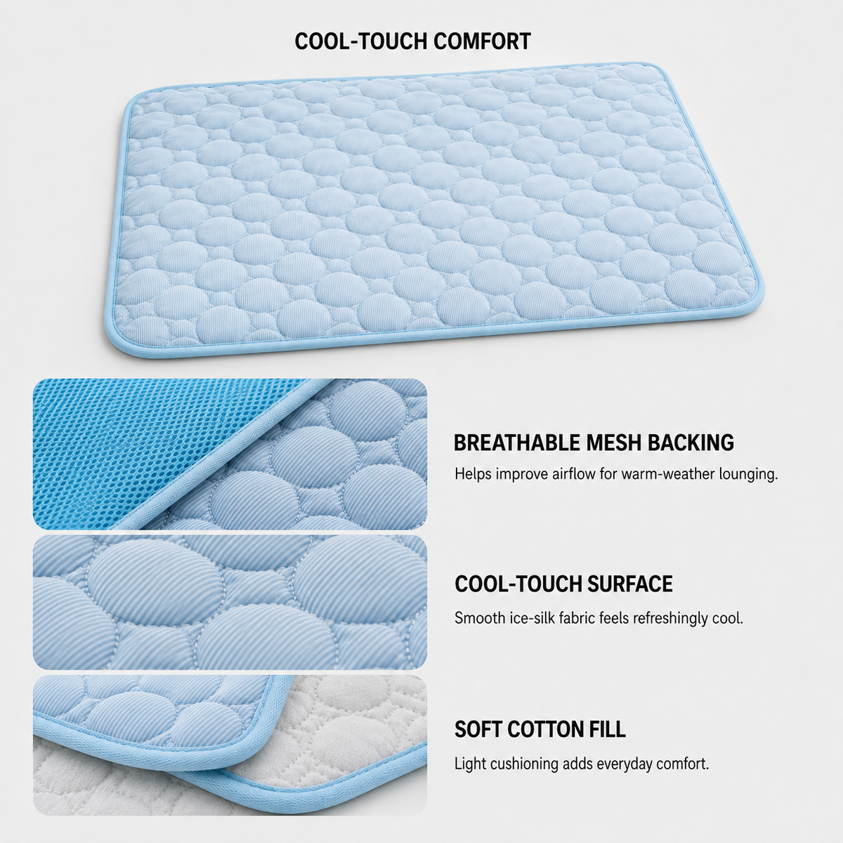BreezeCool dog cooling mat designed for comfortable summer rest