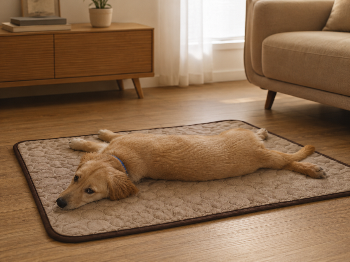 BreezeCool foldable pet cooling mat shown in compact form