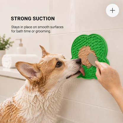 CalmLick strong-suction lick mat for dog grooming and bath time