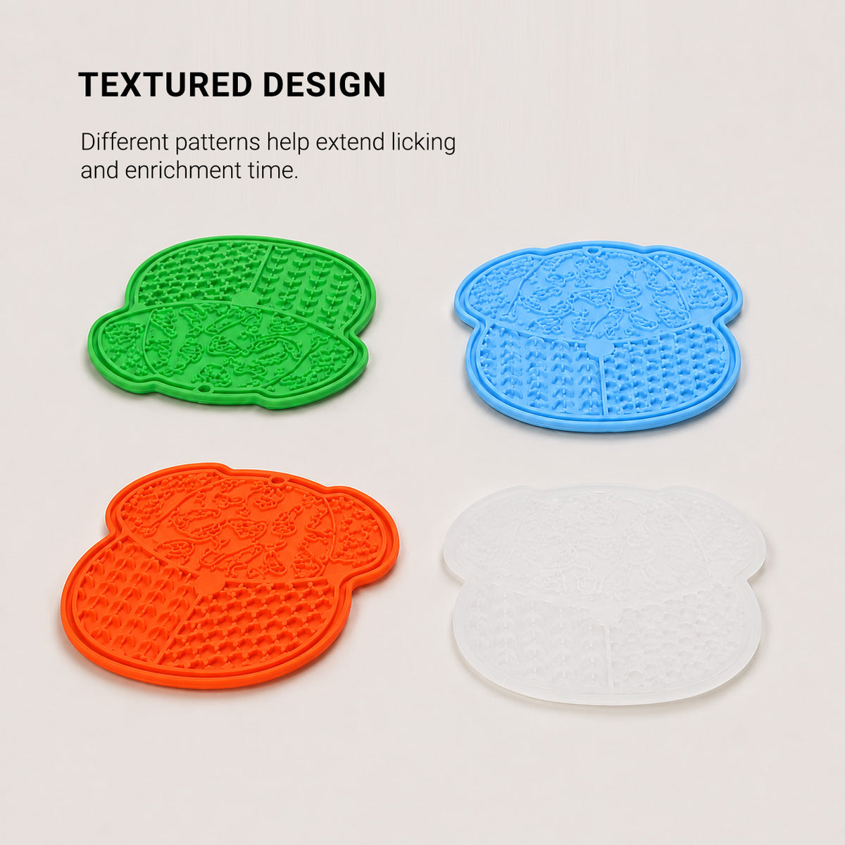 CalmLick textured lick mat for dogs and cats with multiple patterns