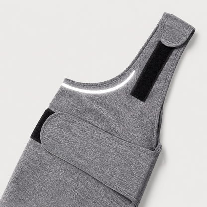 CalmWrap Heather Gray dog jacket close-up detail view