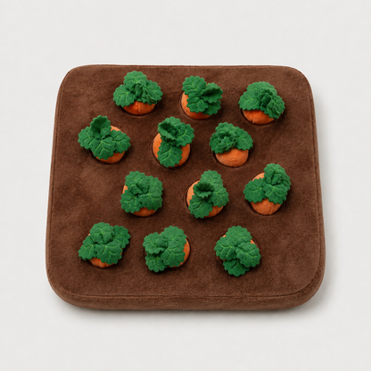 Carrot Patch Snuffle Mat for dogs with plush removable carrots