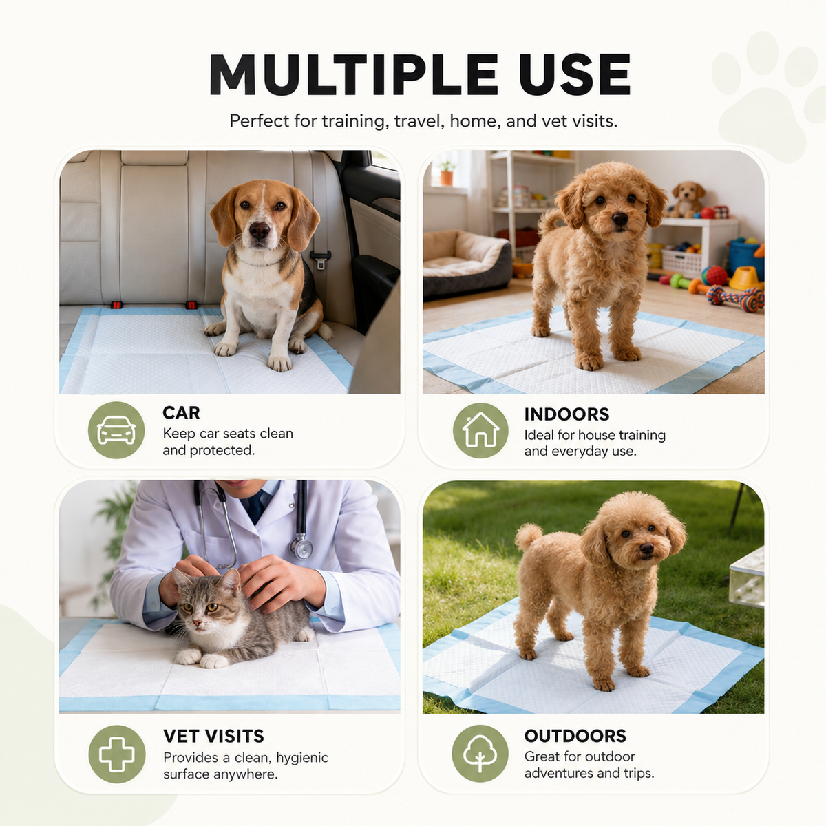 Absorbent disposable puppy training pads