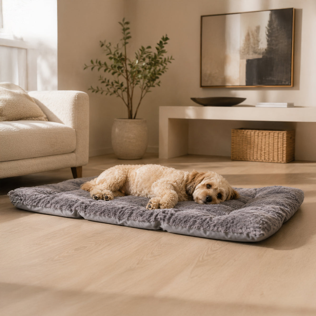 CloudNest plush dog mat detail showing soft cozy fabric and padded comfort