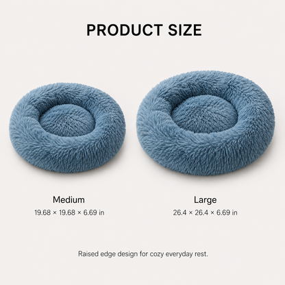 CloudNest plush round dog bed size guide for medium and large sizes