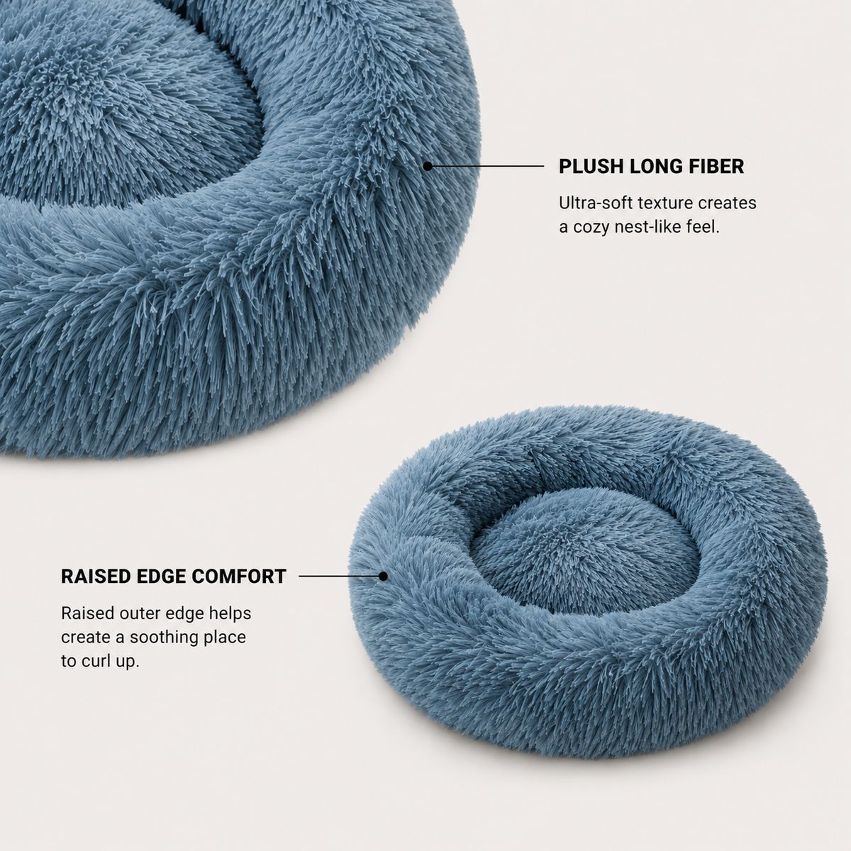 CloudNest round dog bed comfort features with cushioned center and raised rim