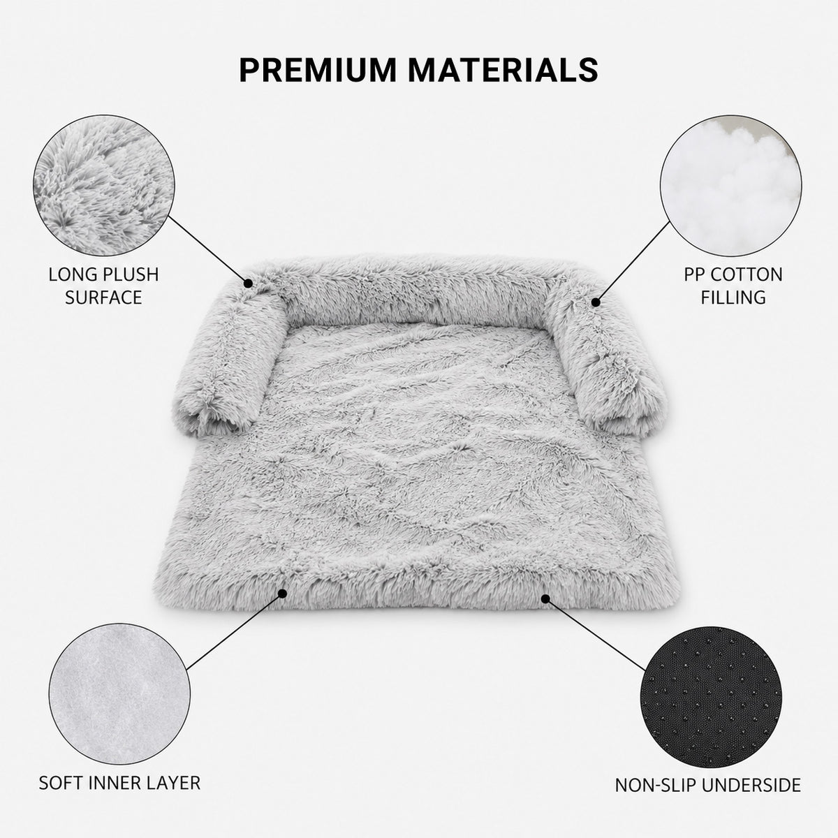 CloudNest shaggy plush dog lounger detail with soft long-pile fabric