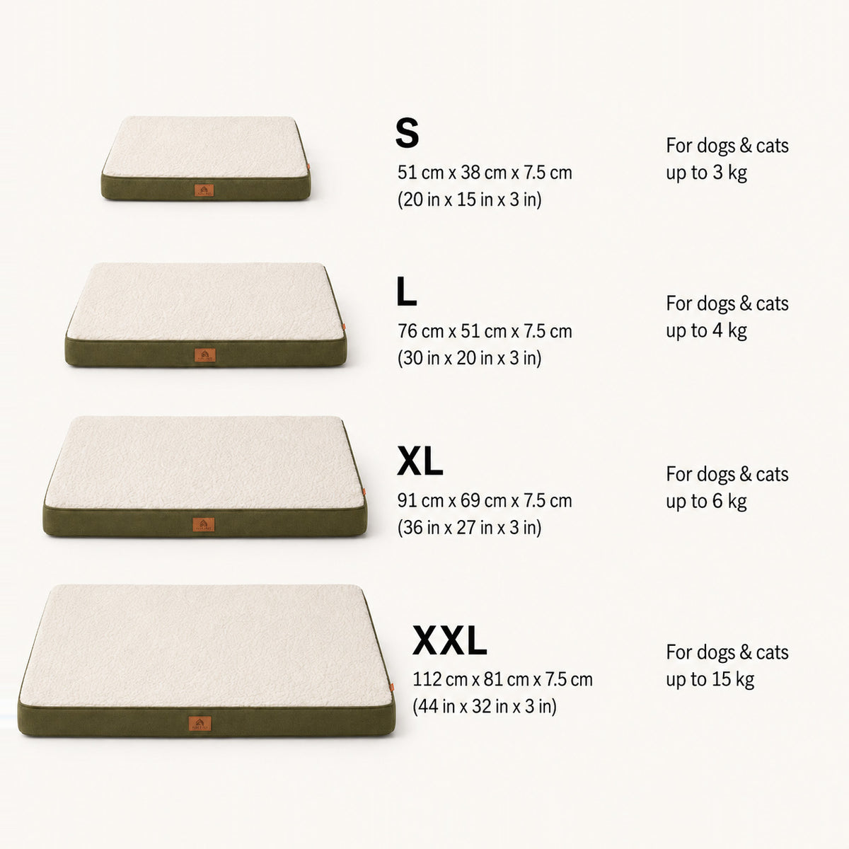 CloudRest supportive dog mattress size guide with dimensions for choosing the right fit