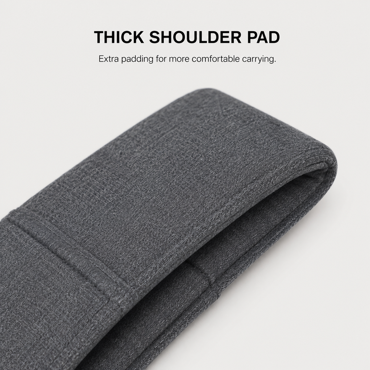 Thick padded shoulder support on neoprene pet sling carrier