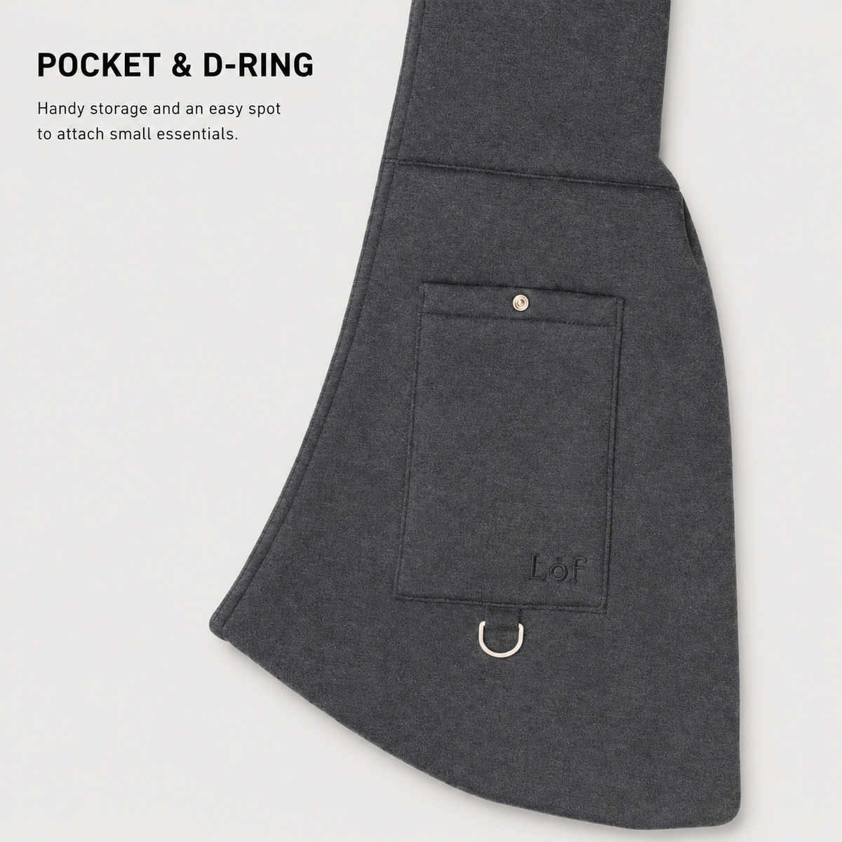 Built-in pocket on neoprene pet sling carrier