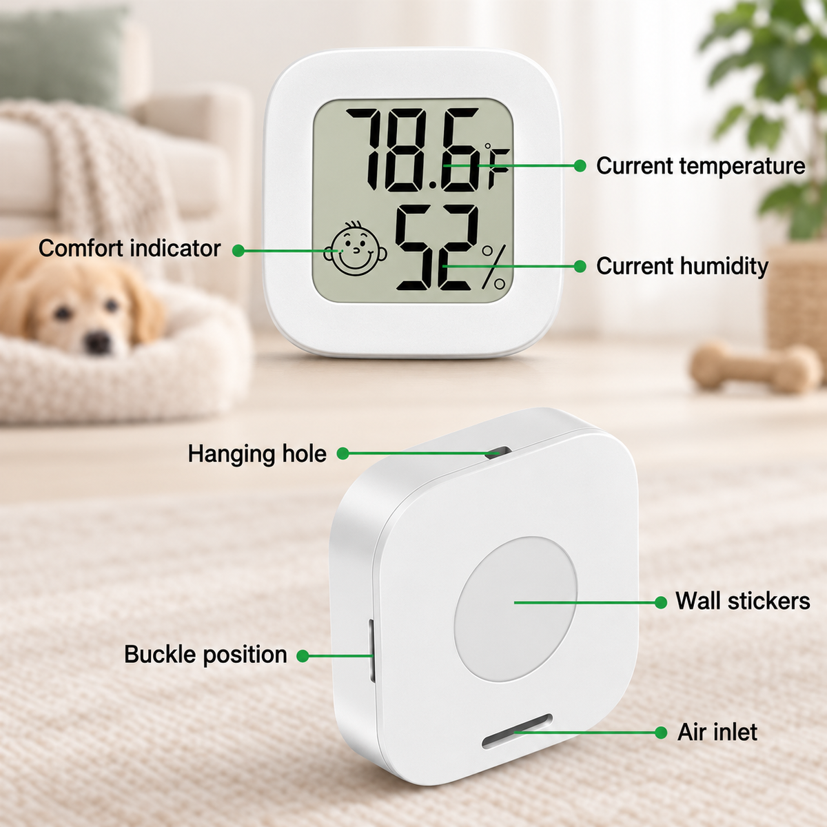 ComfortCheck mini thermometer hygrometer in pink