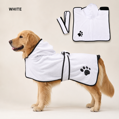 Adjustable waist closure on the CozyDry absorbent dog drying robe