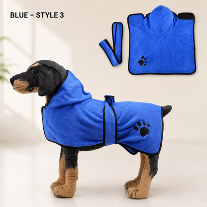 CozyDry dog drying robe with chest and belly coverage for faster drying