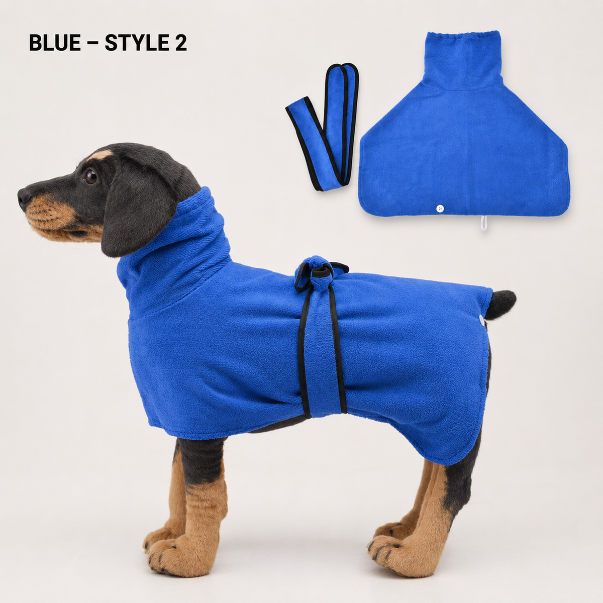 Easy on and off design of the CozyDry dog drying robe