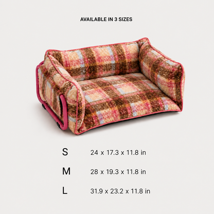 CozyPlaid plush sofa dog bed size guide for S M and L