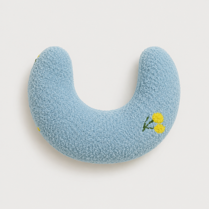 CozyRest low-profile U-shaped headrest pillow for senior dogs in Yellow Strawberry