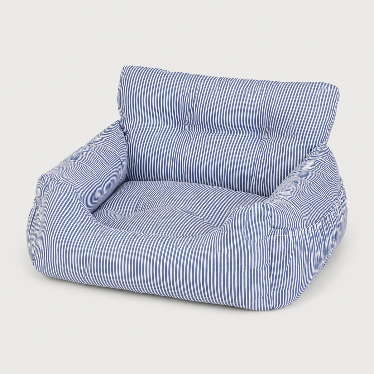 CozyRide striped dog car seat bed with cushioned bolster design for comfortable travel