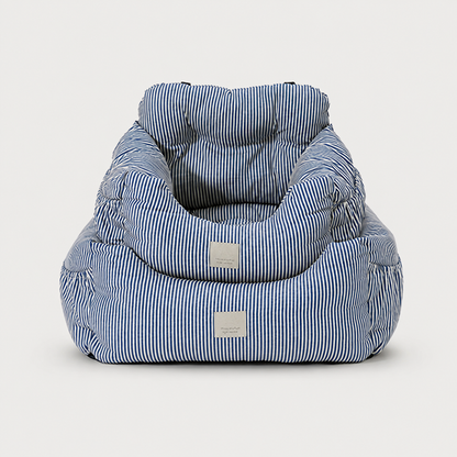 CozyRide striped dog car seat bed size guide with product dimensions