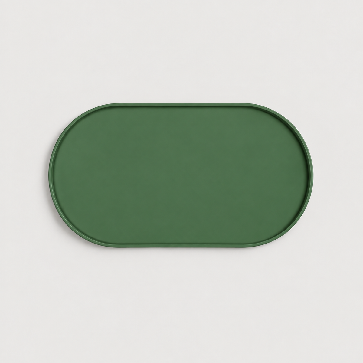 Dark green non-slip silicone dog feeding mat with raised edge