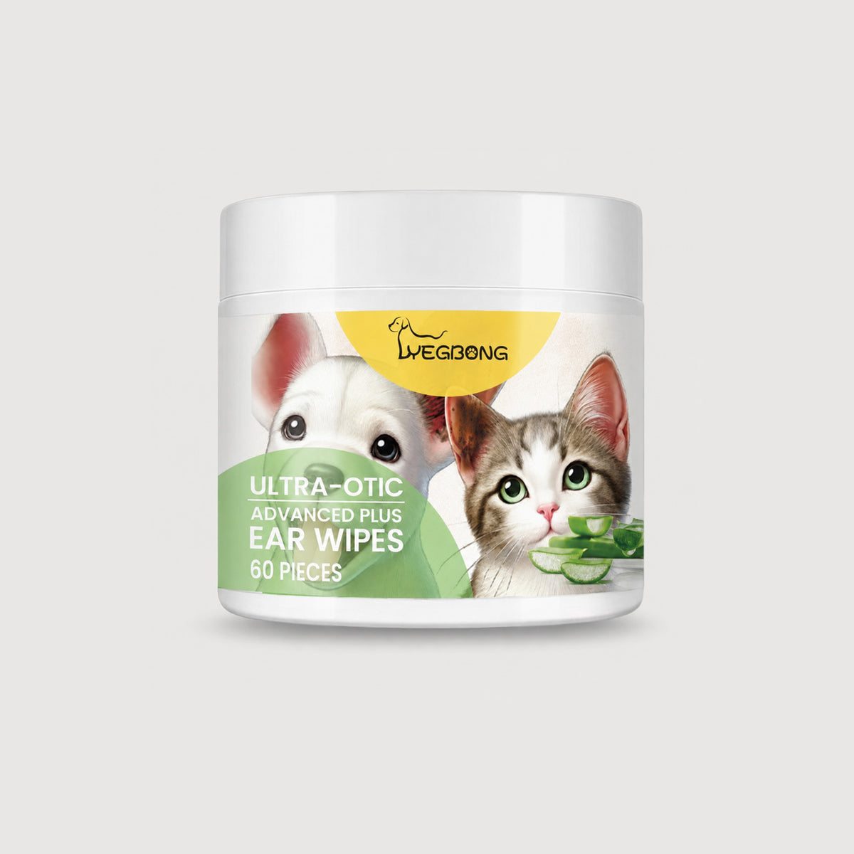Dog and cat ear cleaning pads in a 60-count container