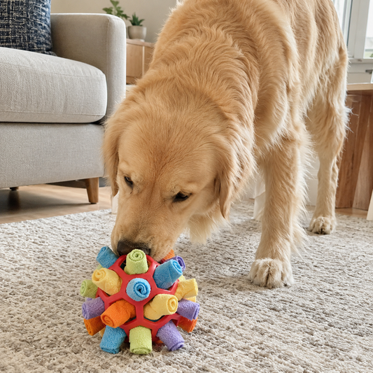Dog nose work enrichment ball for interactive play