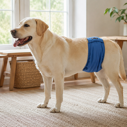 DryGuard reusable male dog belly band showing the wraparound adjustable design