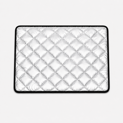 DryNest washable waterproof pet pad in silver quilted design with black trim, square product image