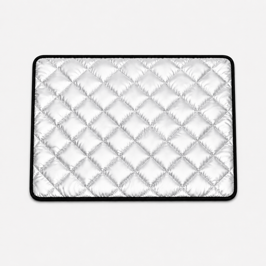 DryNest washable waterproof pet pad in silver quilted design with black trim, square product image