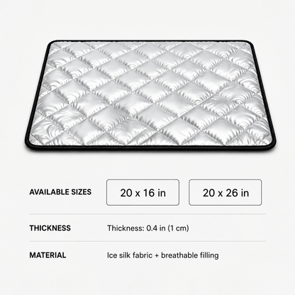 DryNest pet pad size guide showing 20 by 16 inch and 20 by 26 inch options