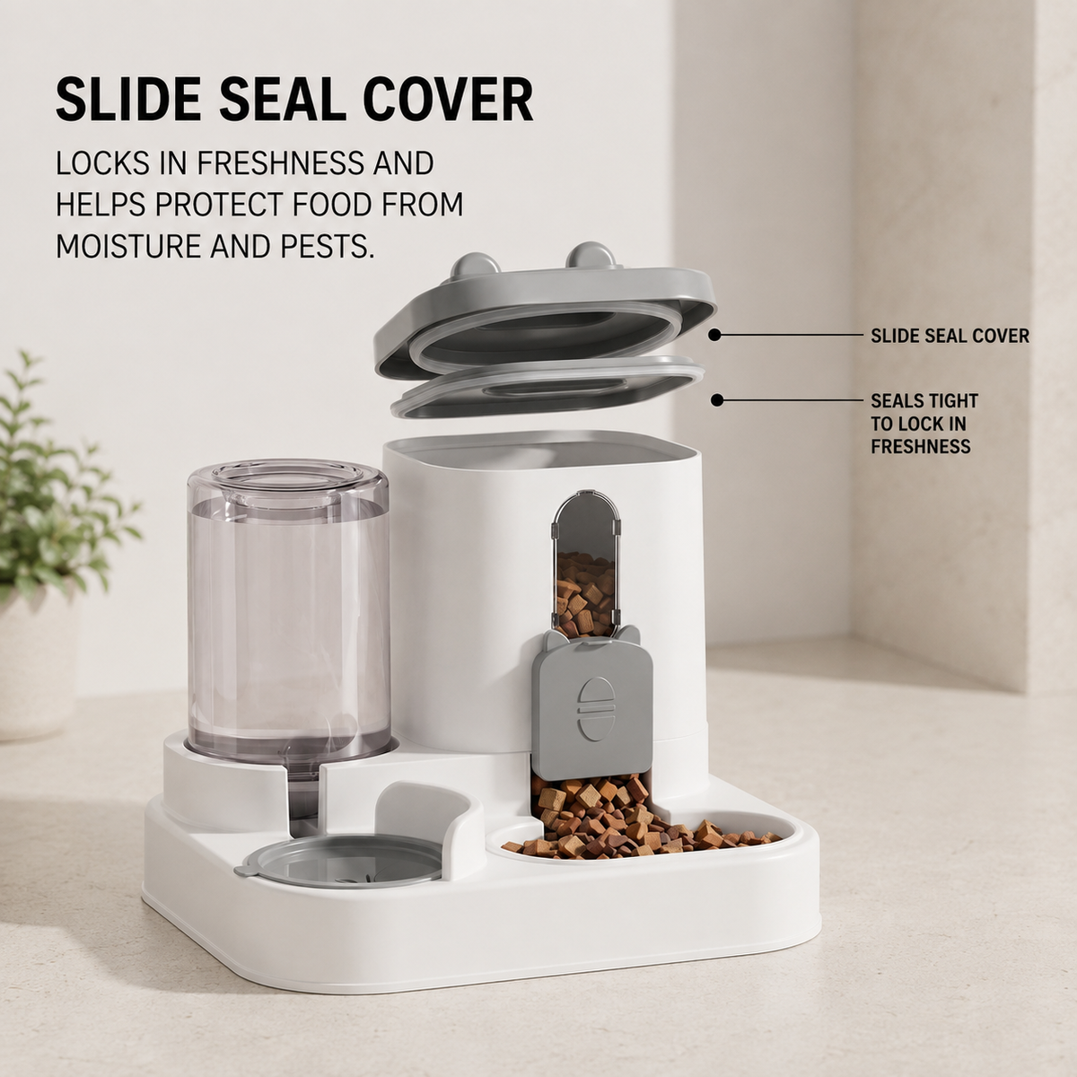 PawServe pet feeder and waterer with detachable parts designed for easier cleaning