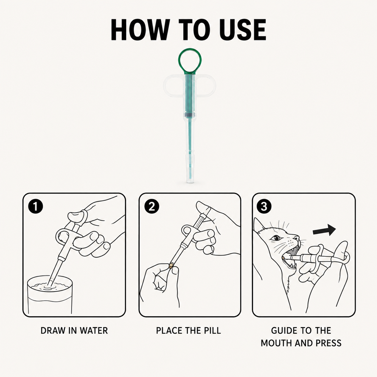 How to use the EasyDose oral feeding dispenser in three steps