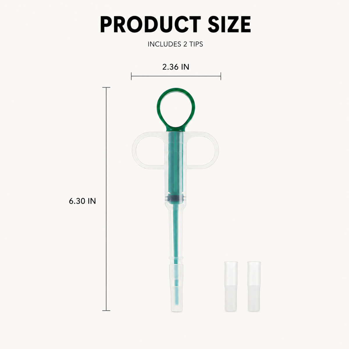 EasyDose oral feeding dispenser size 6.30 inches by 2.36 inches