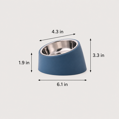 EasyReach angled stainless steel dog bowl size dimensions in inches