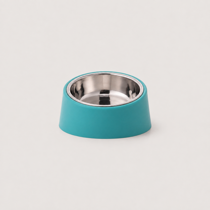 EasyReach angled stainless steel dog bowl in green with removable stainless steel insert